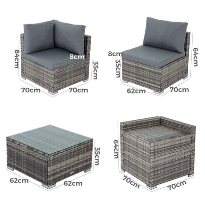 8PCS Outdoor Furniture Modular Lounge Sofa Lizard-Grey