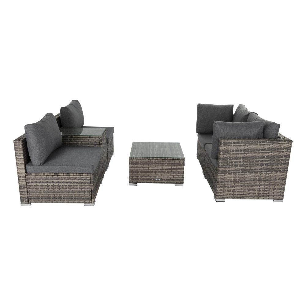 Outdoor Modular Lounge Sofa with Wicker End Table Set