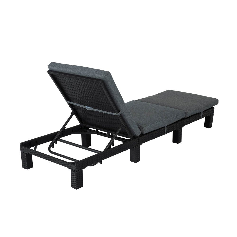 Black Rattan Sunbed with Adjustable Recline