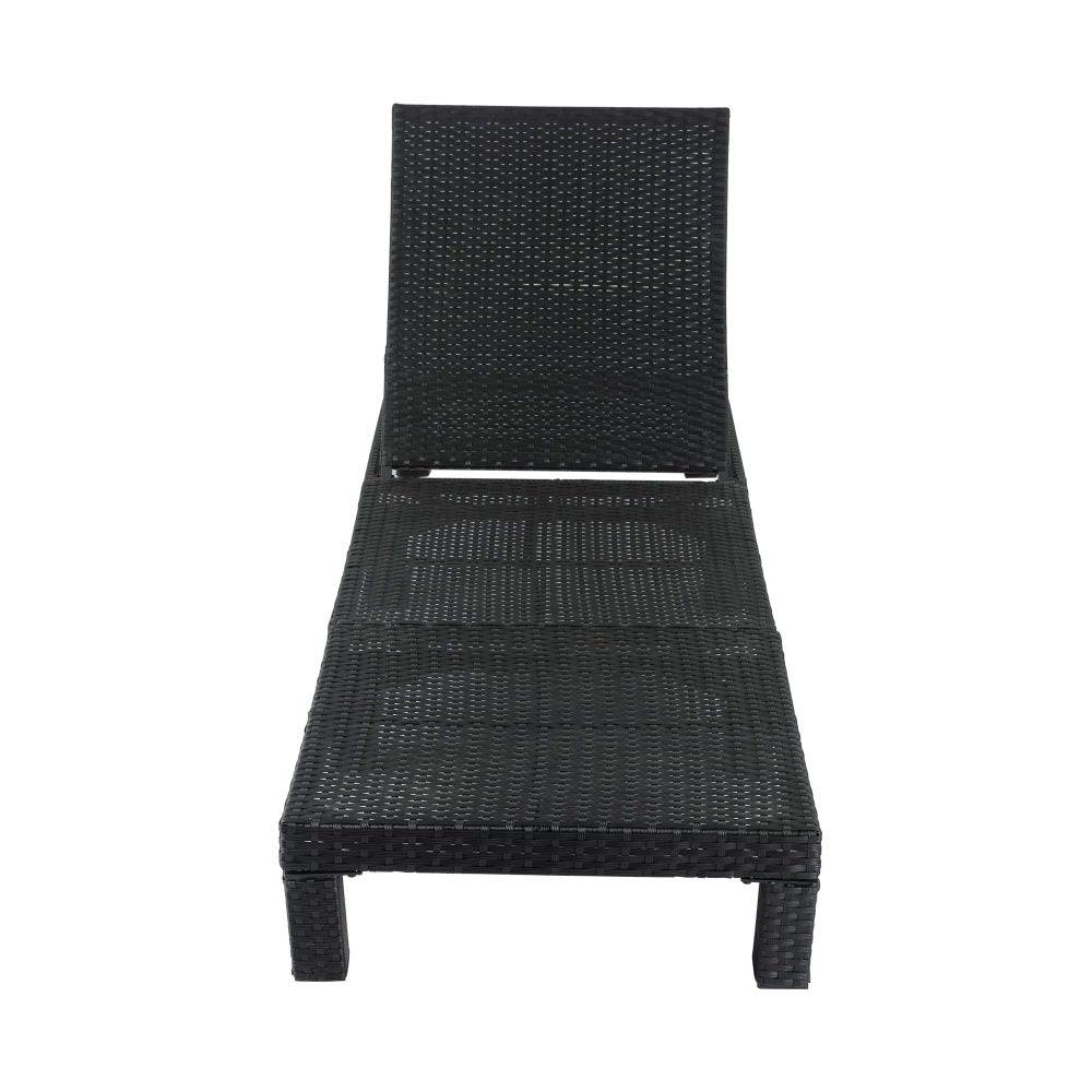 Black Rattan Sunbed with Adjustable Recline