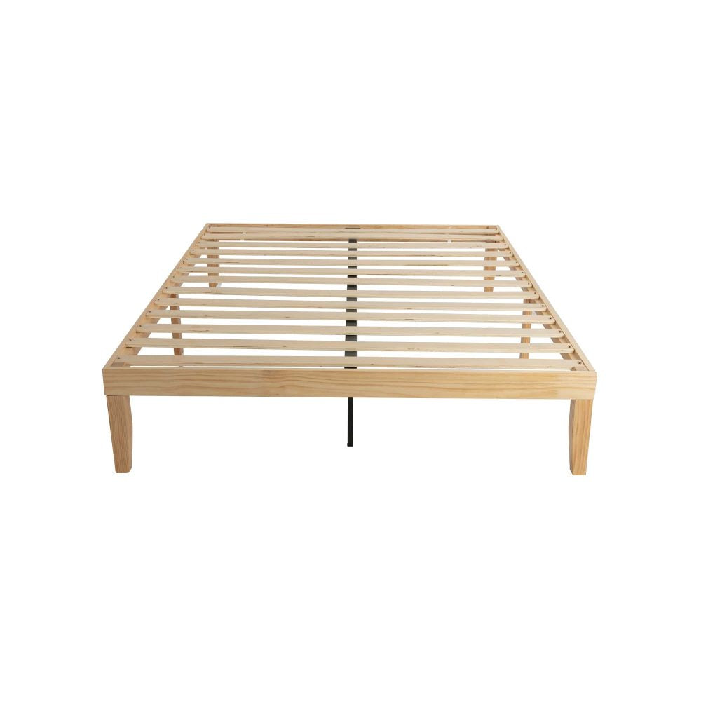 Warm Wooden Natural Bed Base Frame &#8211; Queen