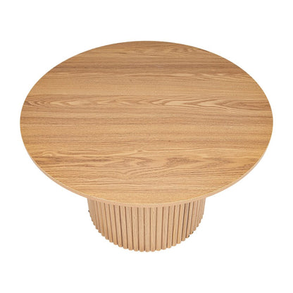 Luxe Ribbed Round Coffee Table Wooden