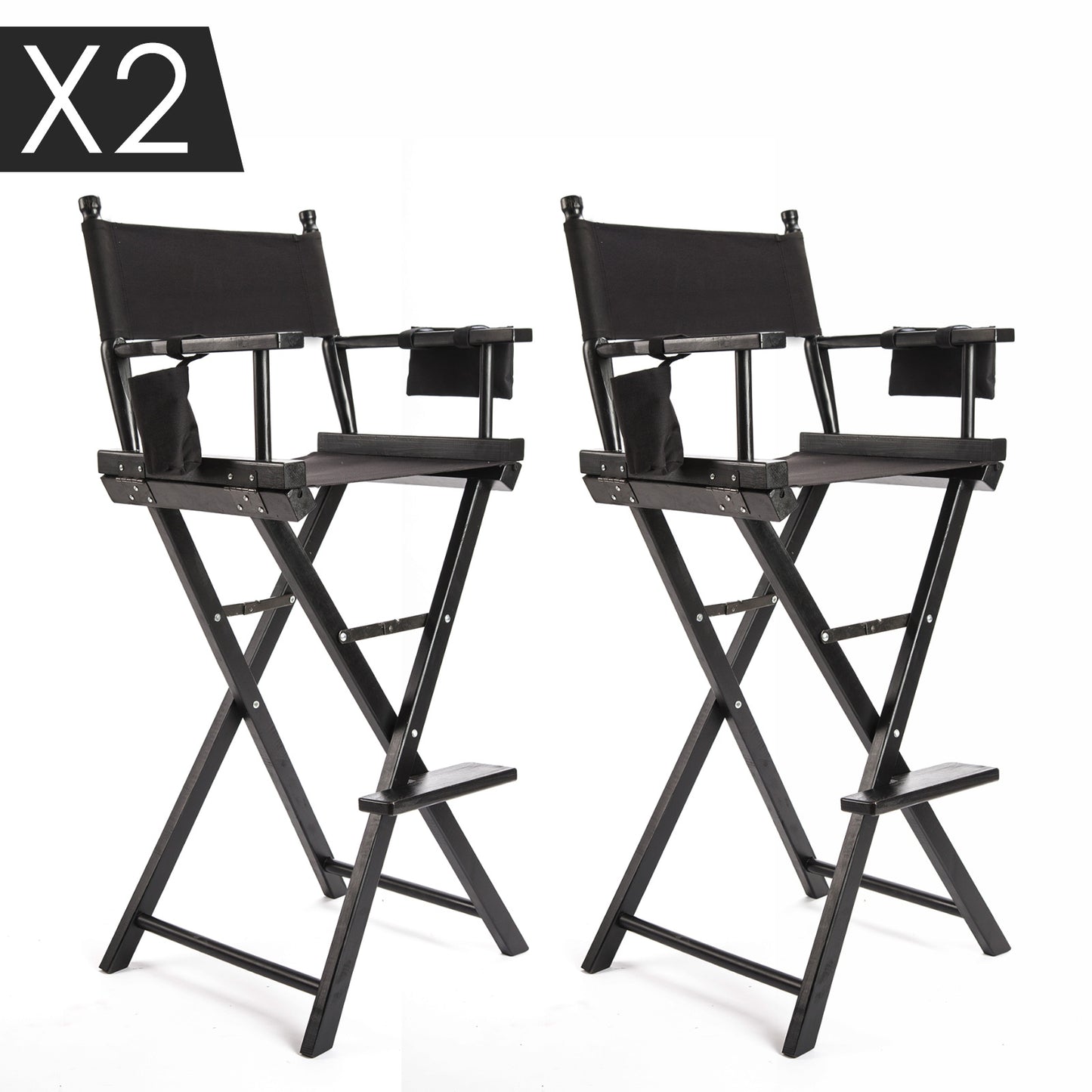 2X Director Movie Folding Tall Chair 75cm DARK HUMOR