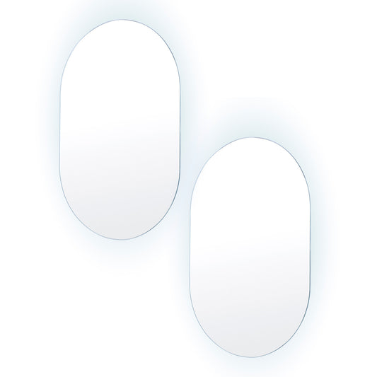 2 Set LED Wall Mirror Oval Anti-Fog Bathroom 50x75cm BLACK