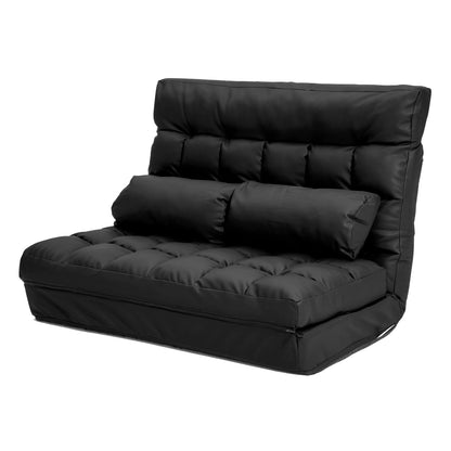 Lounge Couch Sofa Bed Double Seat Leather GEMINI BLACK