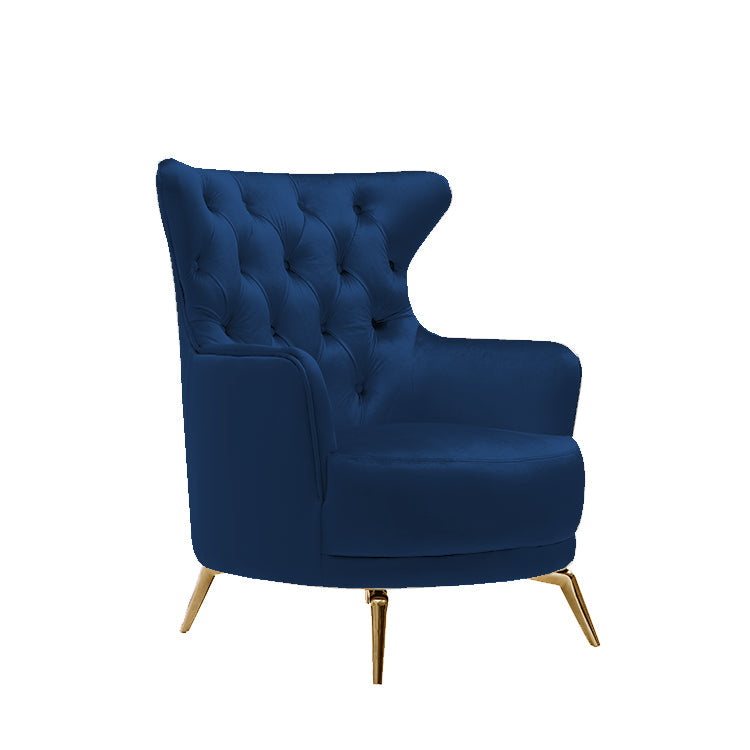 Grand Tufted Lounge - Blue Velvet Fabric - Gold Legs