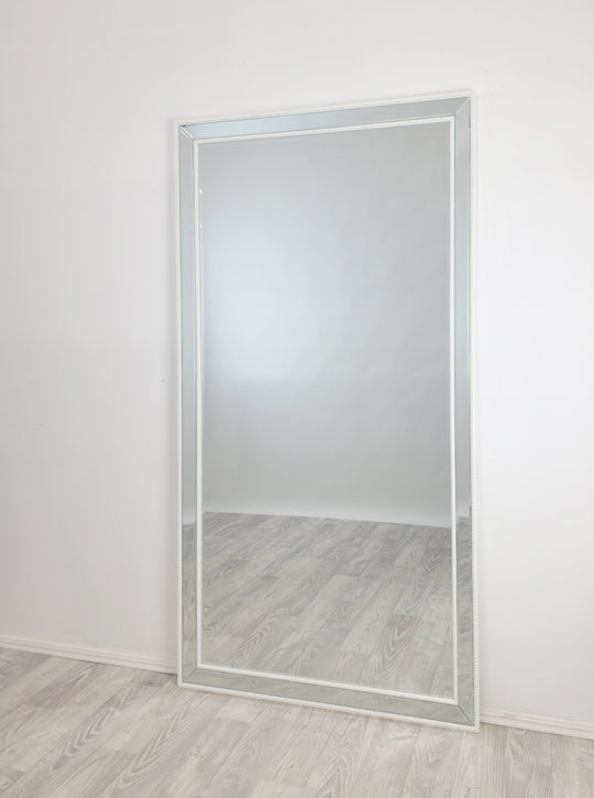 White Beaded Framed Mirror - X Large 190cm x 100cm