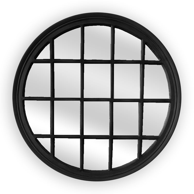 Window Style Mirror - Black Circle 100cm