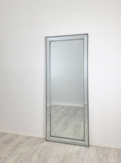 Medium Silver Beaded Framed Mirror - 70cm x 170cm