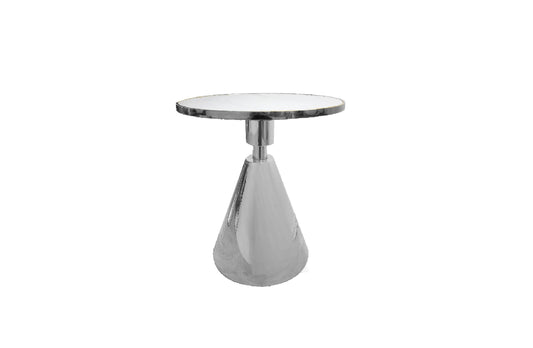 Glam Silver 50cm Side Table - White Marble