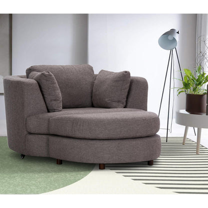 Sunshine Single Sofa Love Chair Fabric Swivel Armchair Ottoman Set - Grey