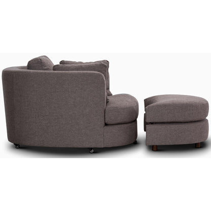 Sunshine Single Sofa Love Chair Fabric Swivel Armchair Ottoman Set - Grey