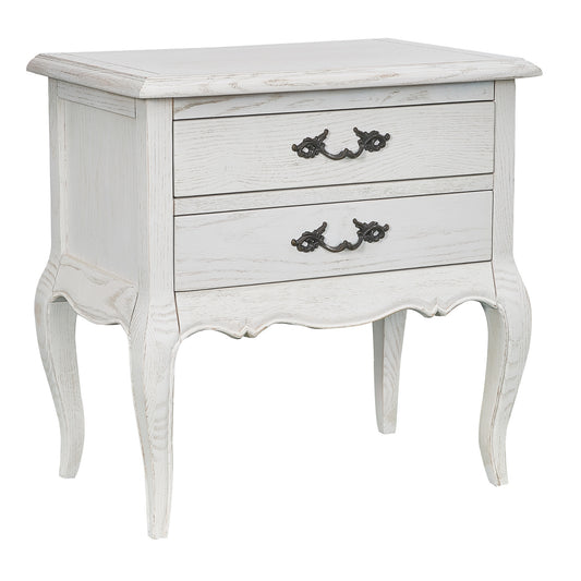 Alice Bedside Table 2 Drawers Storage Cabinet Side End Tables Distressed White