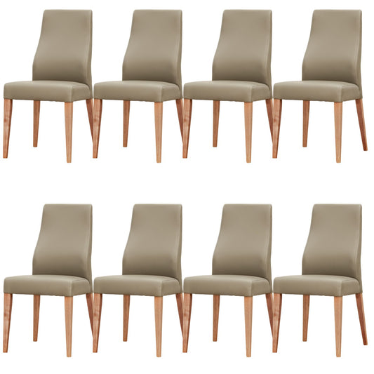 Rosemallow Dining Chair Set of 8 PU Leather Seat Solid Messmate Timber - Silver