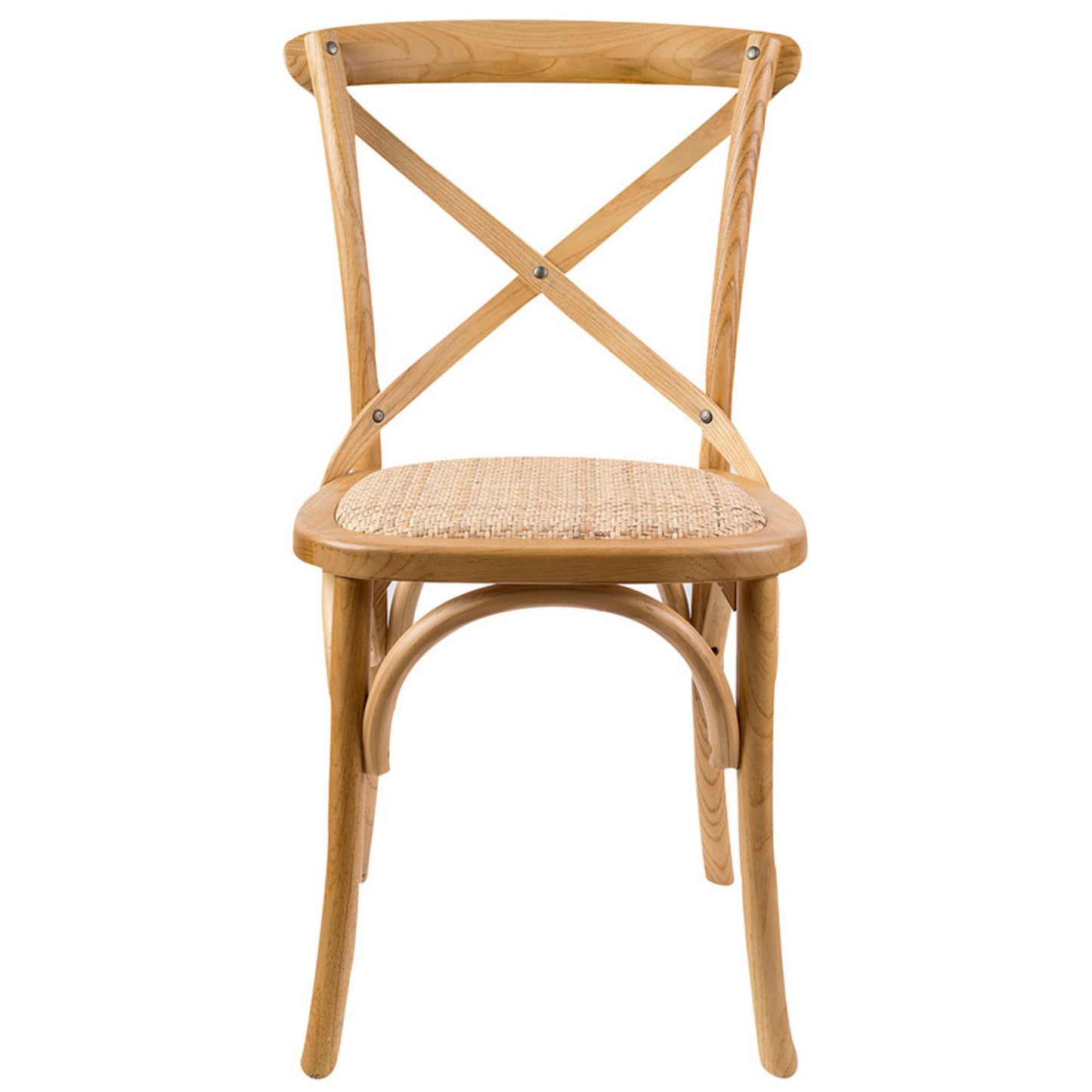 Aster Crossback Dining Chair Set of 8 Solid Birch Timber Wood Ratan Seat - Oak