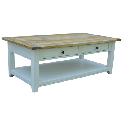 Lavasa Coffee Table 130cm 4 Drawers Solid Mango Wood Modern Farmhouse Furniture