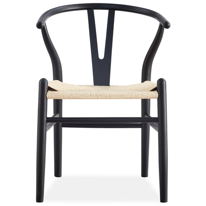 Anemone  Set of 8 Wishbone Dining Chair Beech Timber Replica Hans Wenger - Black