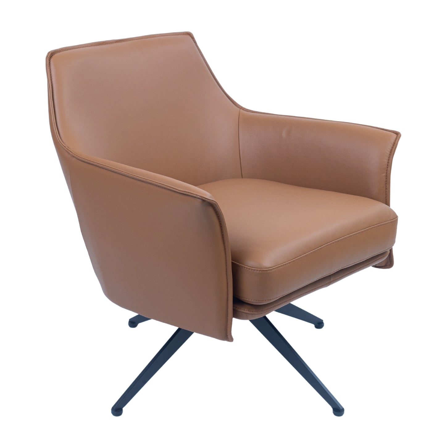 Freya Leather Swivel Occasional Chair Lounge Seat - Beige