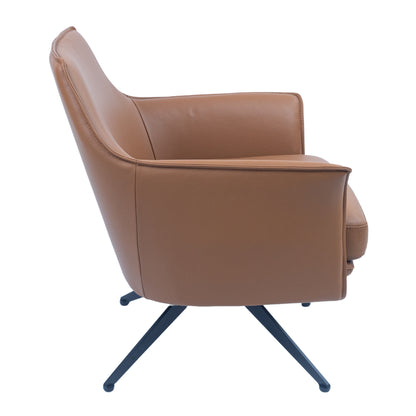 Freya Leather Swivel Occasional Chair Lounge Seat - Beige