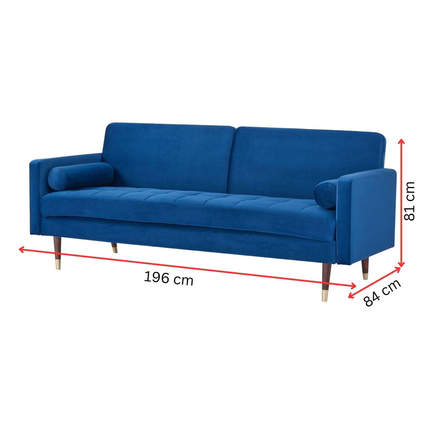 Livia 3 Seater Sofa Bed Fabric Uplholstered Lounge Couch - Dark Blue