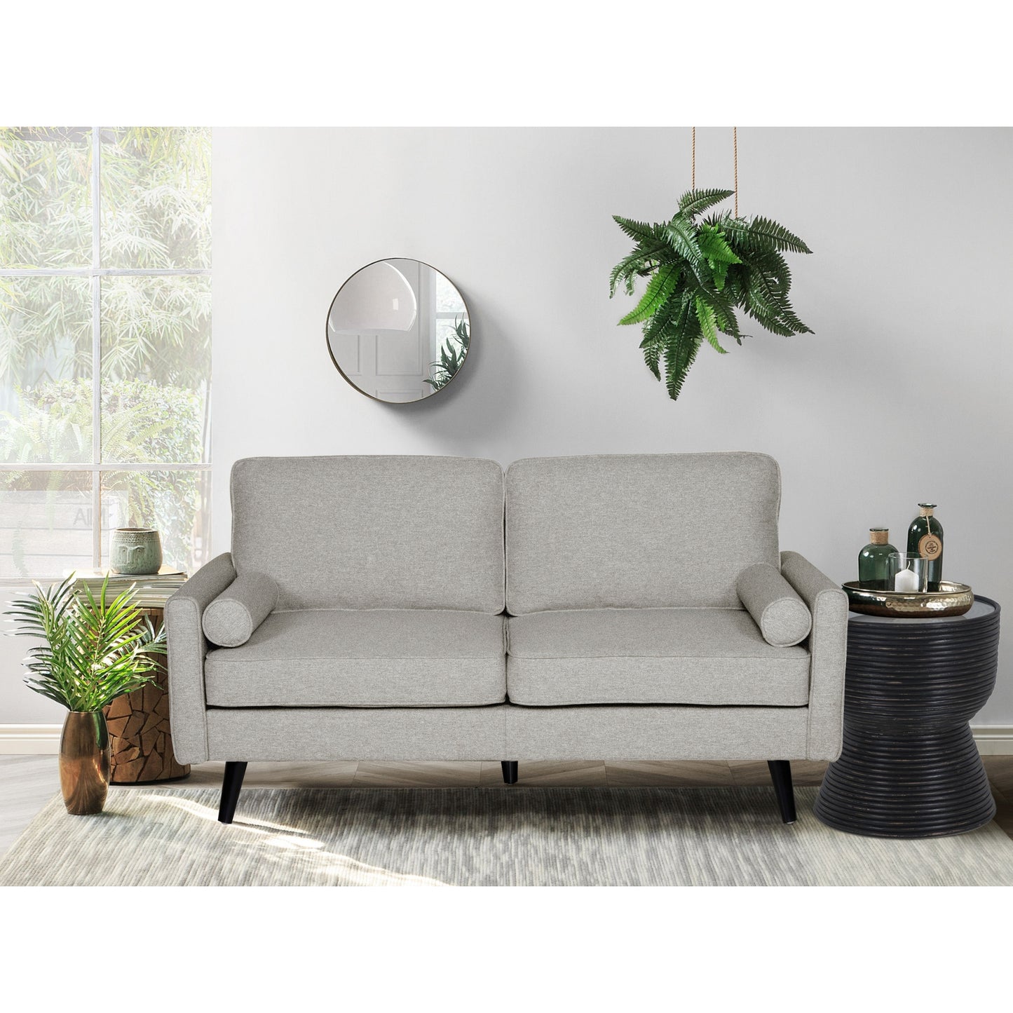 Lexi 2 + 2.5 Seater Sofa Set Fabric Uplholstered Lounge Couch - Light Grey