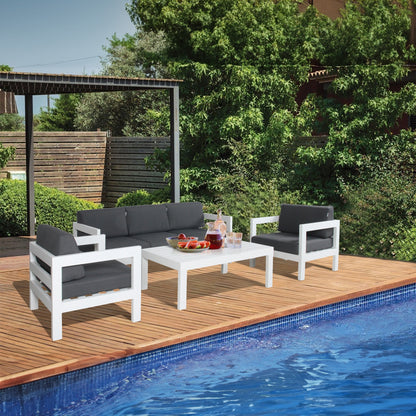 Outie 3pc Set 1+1+2 Seater Outdoor Sofa Lounge Aluminium Frame White