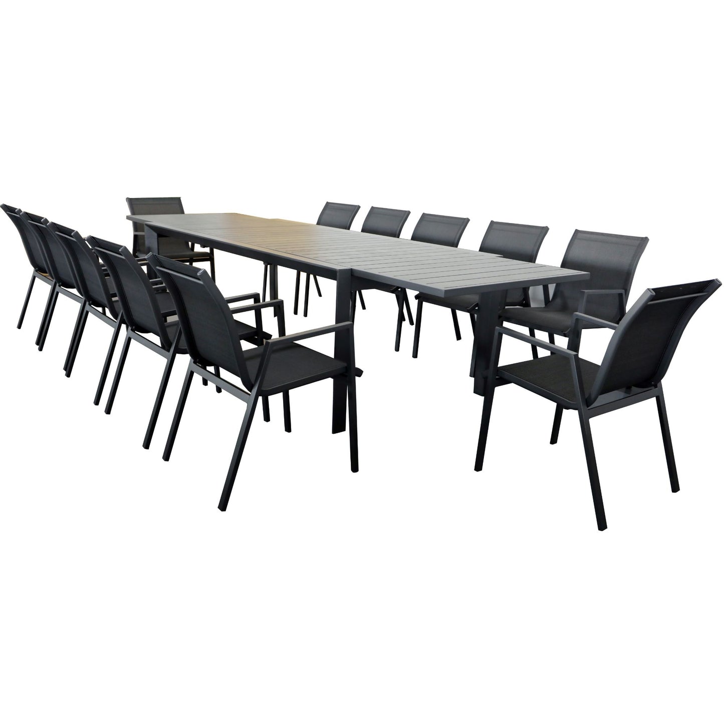 Iberia 230-345cm Aluminium Outdoor Extensible Dining Table Charcoal