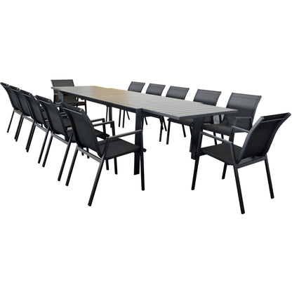 Iberia 230-345cm Aluminium Outdoor Extensible Dining Table Charcoal