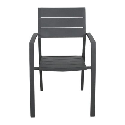 Percy 2pc Set Outdoor Dining Table Chair Aluminium Frame Grey