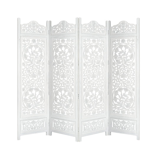 Koch 4 Panel Room Divider Screen Privacy Shoji Timber Wood Stand - White