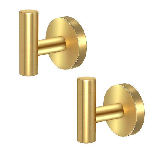 2 Pcs Wall Mount Bathroom Towel Hooks Holder Cloth Hanger Hook Kitchen Door Hanger Gold