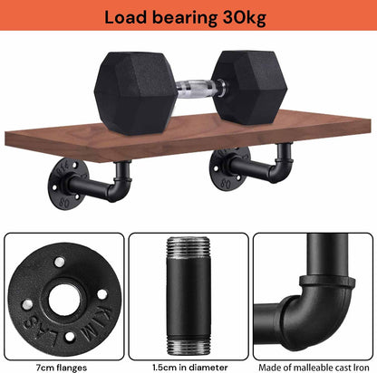 4PCS Pipe Floating Shelf Bracket Industrial Pipe Shelf Bracket Mounting Bracket Storage Racks Decor