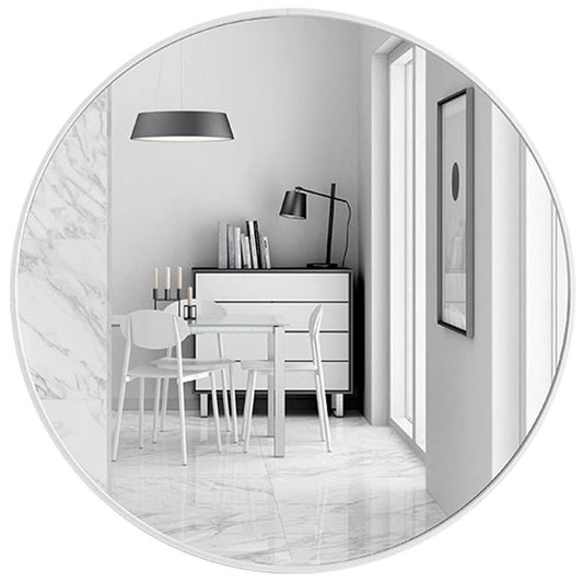 Slim Design 50CM White Bathroom, Living Room, Hallway Mirror Round Mirror Wall Decor Metal Frame