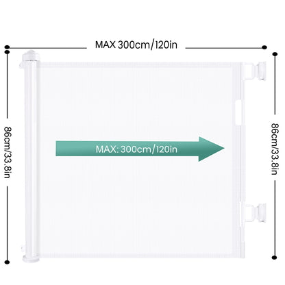 Retractable 3M Doorways Hallways Stairs Baby Gate Dog Pet Gate Indoor Outdoor Safety Gates White