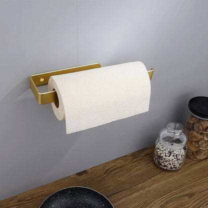 Gold Kitchen Bathroom Paper Holder Towel Holder Self Adhesive or Screw Mount 31cm