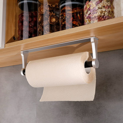 Kitchen Paper Holder Under Cabinet Screw Wall Mount Adhesive Paper Towel Holder Rectangle Silver