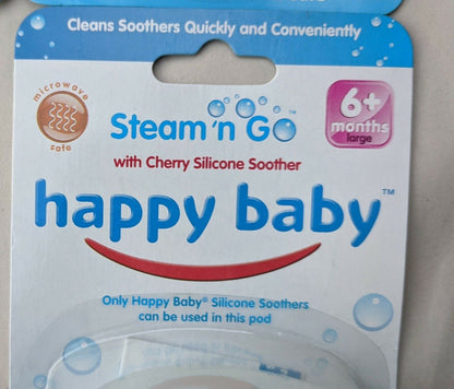 4 Pack -  Happy Baby Steam n Go Cherry Silicone Soother