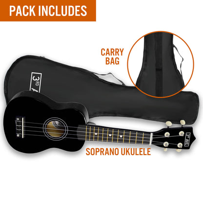 3rd Avenue Soprano Ukulele - Black