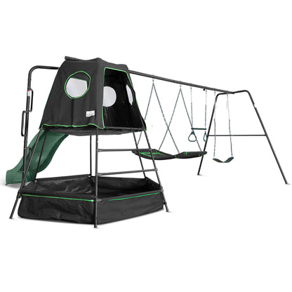 Lifespan Kids Pallas Play Tower with Metal Swing Set in Green Slide