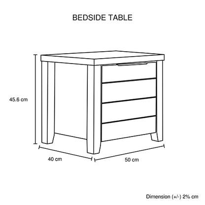 4 Pieces Bedroom Suite Natural Wood Like MDF Structure Double Size Oak Colour Bed, Bedside Table & Tallboy