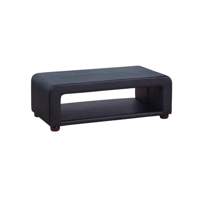 Coffee Table Upholstered PU Leather in Black Colour with open storage