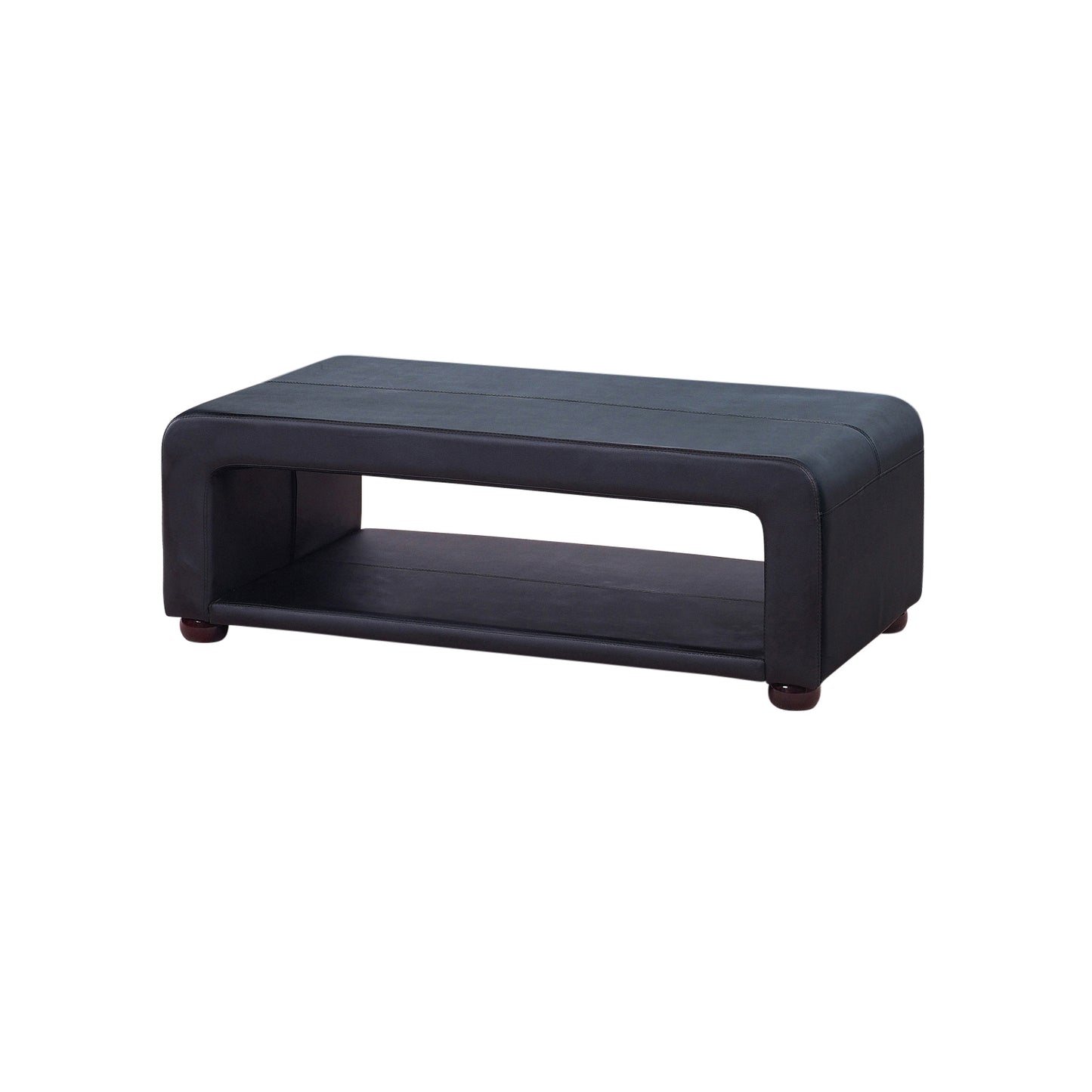 Coffee Table Upholstered PU Leather in Black Colour with open storage