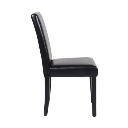 2x Wooden Frame Black Leatherette Dining Chairs with Solid Pine Legs