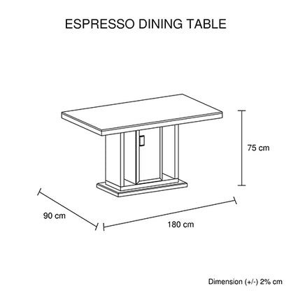 7 Pieces Dining Suite Dining Table & 6X  Black Chairs in Rectangular Shape High Glossy MDF Wooden Base Combination of Black & White Colour