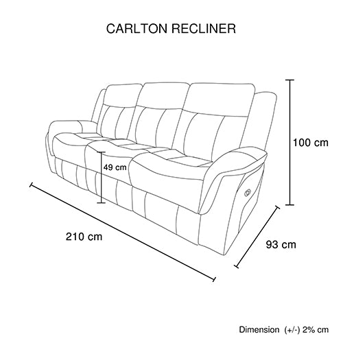 Carlton 3R Finest Fabric Recliner Sturdy Construction Metal Mechanism