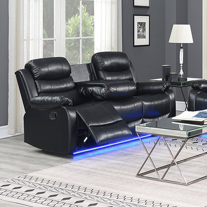 Chelsea 3R+1R+1R Seater Finest Leatherette Recliner Feature Console LED Light Ultra Cushioned