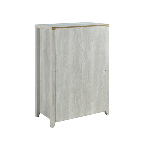 Tallboy with 5 Storage Drawers Natural Wood like MDF in White Ash Colour