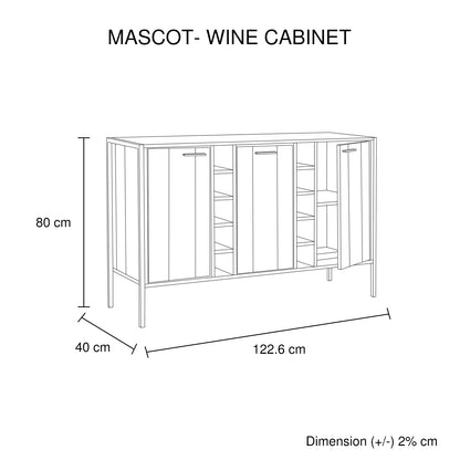 Wine Cabinet with 2 Strorage and open Selves Bar Cabinet Cupboard in Oak Colour