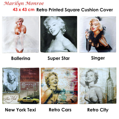 Marilyn Monroe Retro Cars Square Cushion Cover