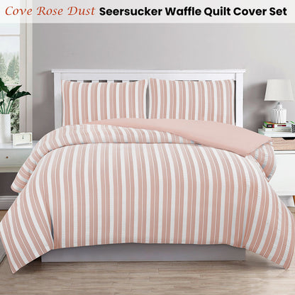 Ardor Cove Rose Dust (Similar to Peach color) Seersucker Waffle Quilt Cover Set Double